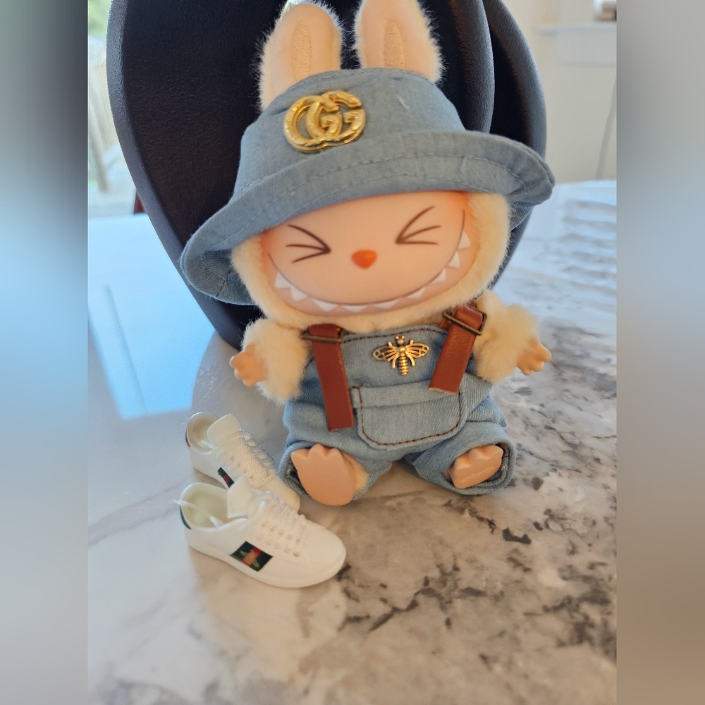 Labubu Denim Overalls w/hat and Shoes